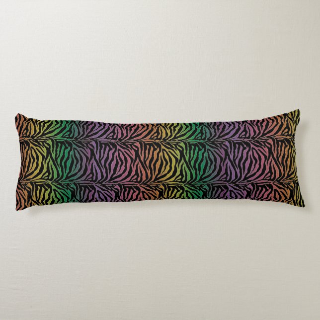 Warm Rainbow Tiger Animal Print Body Pillow (Back)