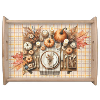 Warm Red and Orange Farmhouse Thanksgiving Serving Tray
