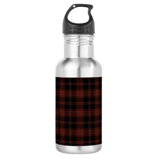Warm Red, Black Plaid (Tartan) Pattern Stainless Steel Water Bottle