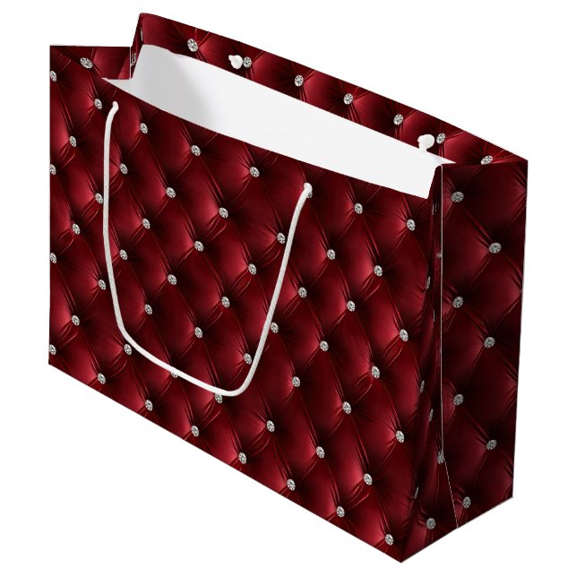 Warm Red Chic Faux Velvet Large Gift Bag (Front Angled)