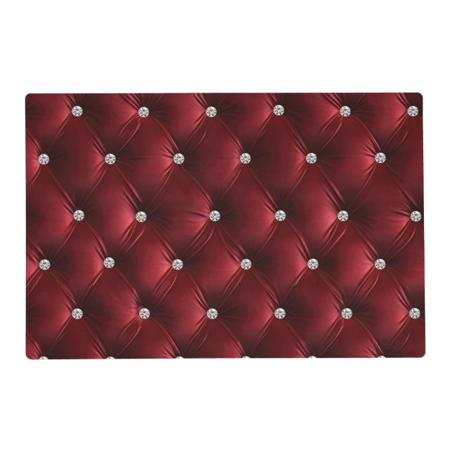 Warm Red Chic Faux Velvet Placemat (Front)