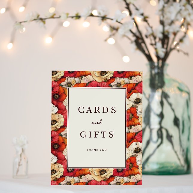 Warm Red Floral Botanical Border Foam Board (In Situ (Wedding))
