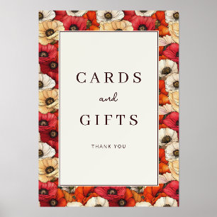 Warm Red Floral Gratitude Border Holder