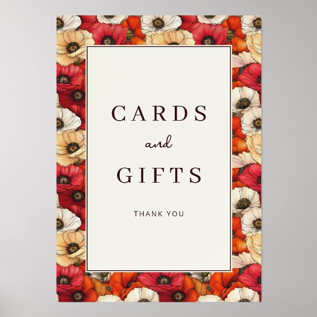 Warm Red Floral Gratitude Border Holder (Front)
