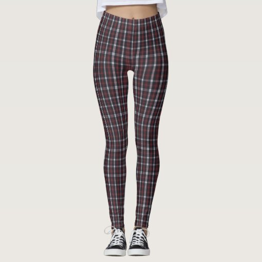 (warm red, gray & black plaid) leggings | Zazzle