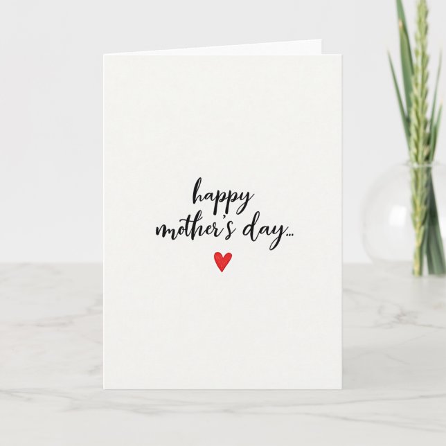 Warm Red Heart Mothers Day Card (Front)