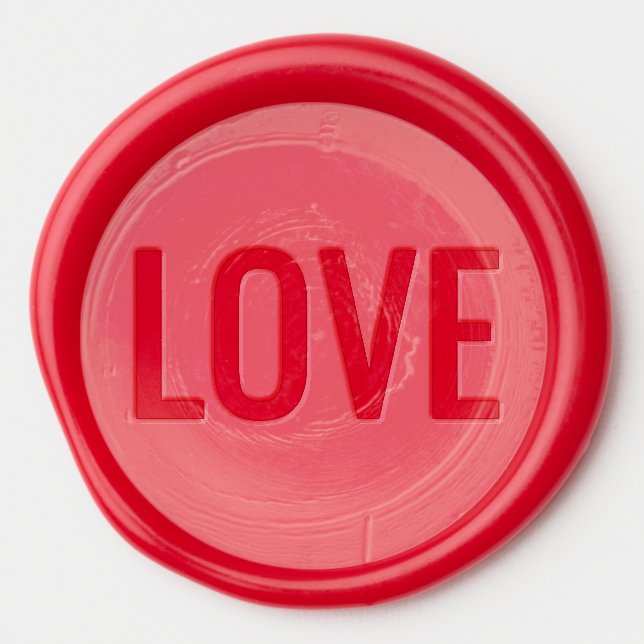 Warm Red Minimalist Love Stamp Wax Seal Sticker (Front)