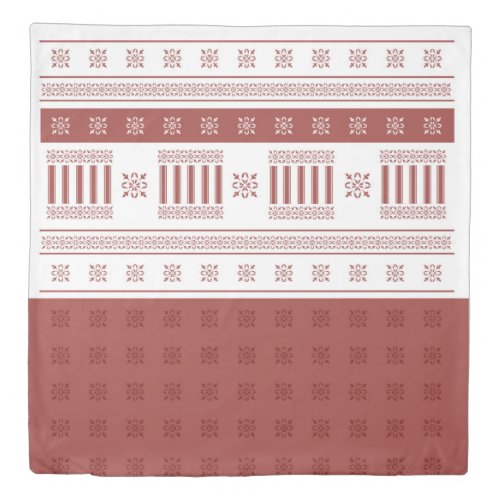 Warm Red Ochre Moroccan French damask Queen Duvet Cover