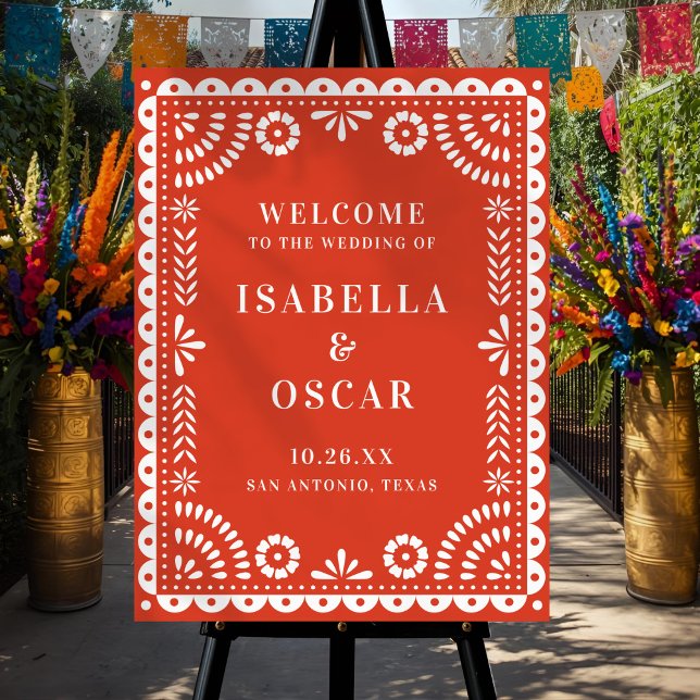 Warm Red Papel Picado Wedding Welcome Sign (Creator Uploaded)