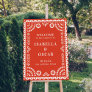 Warm Red Papel Picado Wedding Welcome Sign