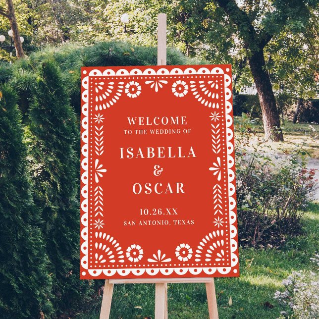 Warm Red Papel Picado Wedding Welcome Sign (Creator Uploaded)