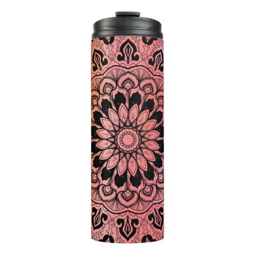 Warm Red Pink Waterecolor Mandala Thermal Tumbler