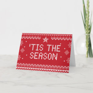 Warm Red 'Tis the Season Folded Greeting Card