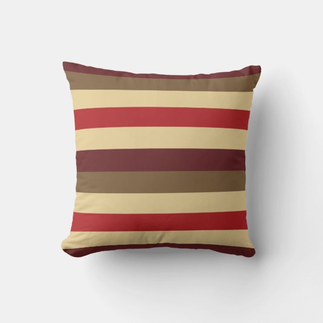Warm reds striped pillow (Front)