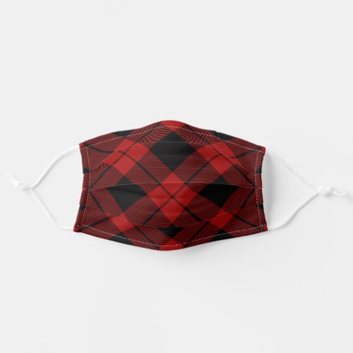 Warm Rich Deep Red and Black Christmas Plaid Adult Cloth Face Mask