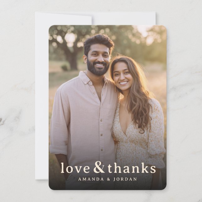 Warm Romantic Photo Thank You Card (Front)