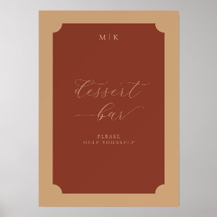 Warm Rust Cursive Dessert Bar Sign Holder
