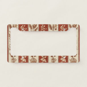 Warm Rust Hen Toile French Country Pattern License Plate Frame