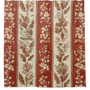 Warm Rust Hen Toile French Country Pattern Shower Curtain