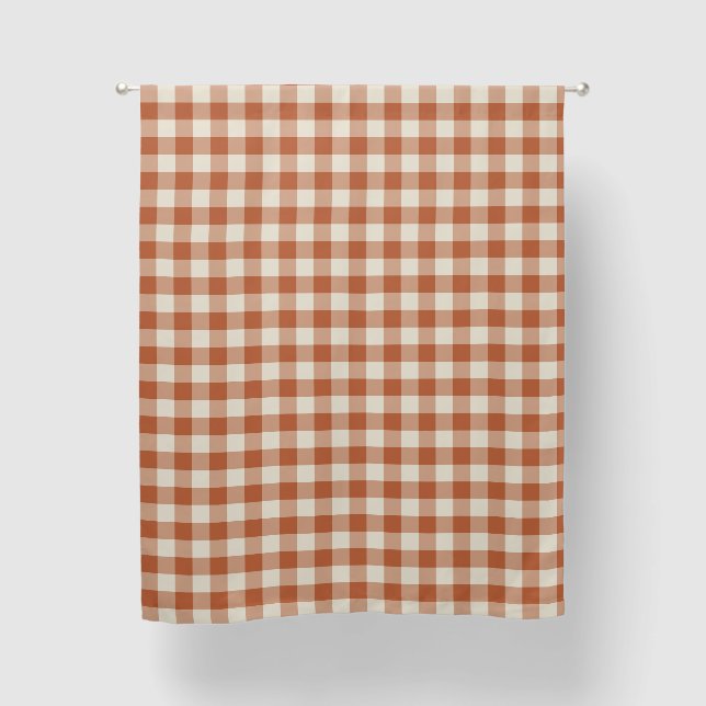 Warm Rustic Autumn Brown Cozy Checkerboard Pattern Blackout Curtains (Front)