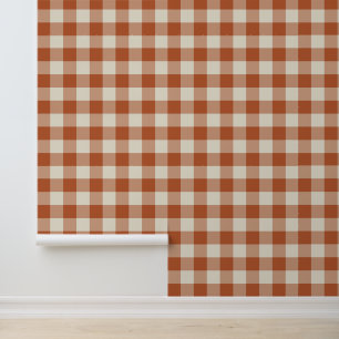 Warm Rustic Autumn Brown Cozy Checkerboard Pattern Wallpaper