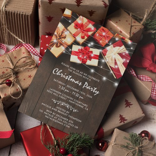 Warm Rustic Christmas Holiday Party Invitation