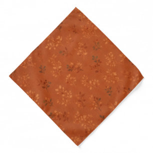 Warm Rustic Orange Leaf Pattern Pocket Square Bandana