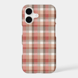 Warm Rustic Plaid Fabric Texture in Coral iPhone 17 Case