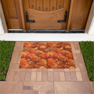 Warm Rustic Watercolor Fall Trees   Boho Aesthetic Doormat