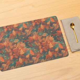 Warm Rustic Watercolor Leaves - Boho Aesthetic Cloth Placemat
