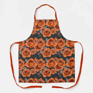 Warm Rusty Orange Roses Apron