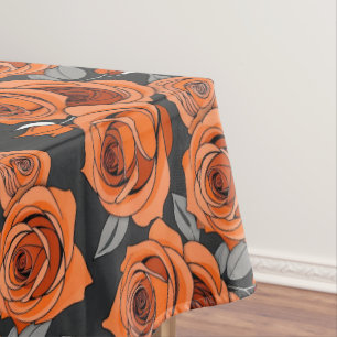 Warm Rusty Orange Roses Tablecloth