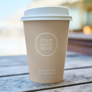 Warm Sand Business Logo Minimal Business Branded Paper Cups