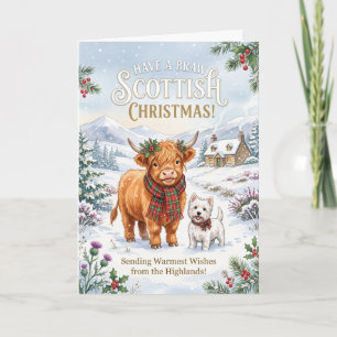 Warm Scottish Christmas Highland Cow Card