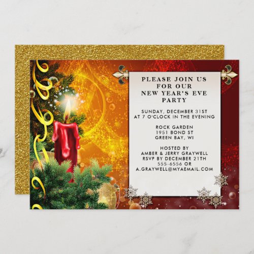 Warm Seasonal New Years Eve Party Invitation Card