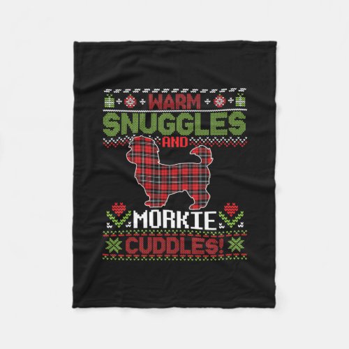 Warm Snuggles And Morkie Dog Cuddles Merry Fleece Blanket