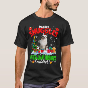 Warm Snuggles Australian Shepherd Cuddles Xmas Tre T-Shirt