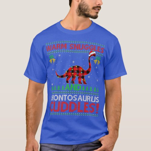 Warm Snuggles Cuddles Ugly Brontosaurus Christmas  T_Shirt