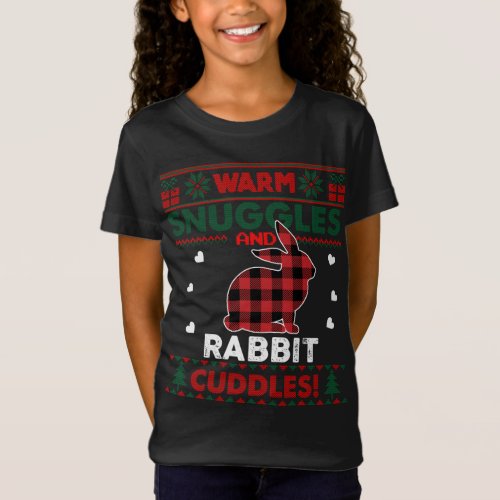 Warm Snuggles Rabbit Lovers Xmas Ugly Christmas Sw T_Shirt
