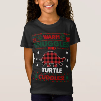 Warm Snuggles Turtle Lover Gifts Xmas Ugly Christm T-Shirt