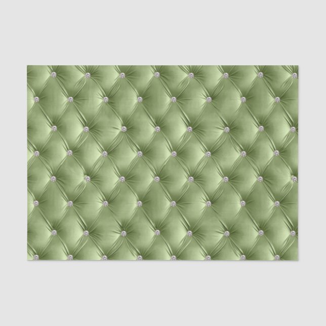 Warm Soft Sage Green Chic Faux Velvet Tissue Paper (Front)