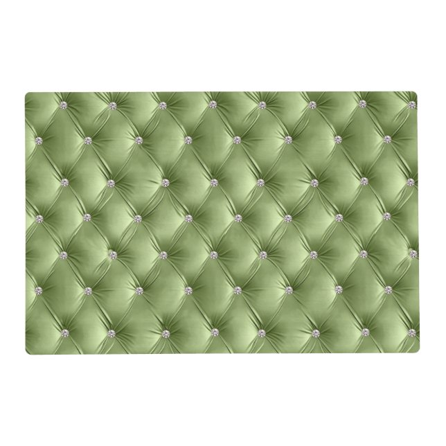 Warm Soft Sage Green Feminine Faux Velvet  Placemat (Front)