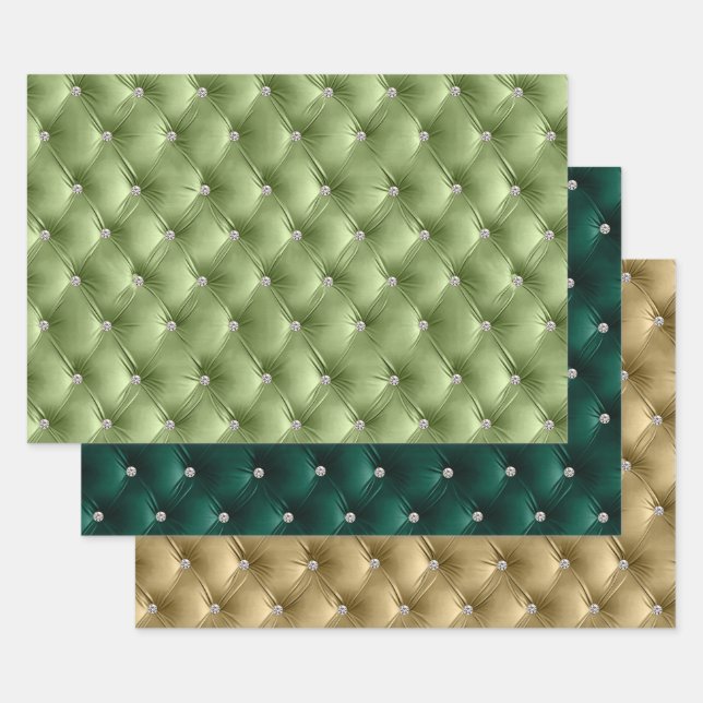Warm Soft Sage Green Feminine Faux Velvet  Wrapping Paper Sheets (Set)