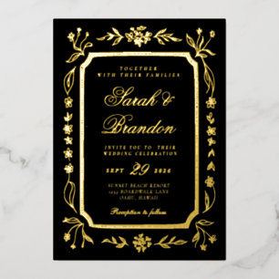 Warm Solid Color Minimalist Script Wedding Foil Invitation