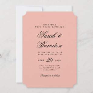 Warm Solid Color Minimalist Script Wedding Invitation