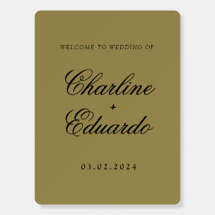 Warm Solid Color Minimalist Script Wedding Welcome Foam Board