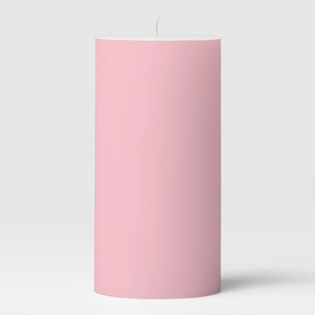 Warm Solid Pink Pillar Candle (Front)