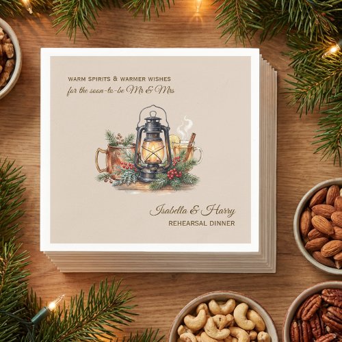 Warm Spirits Winter Lantern Dinner Rehearsal Napkins