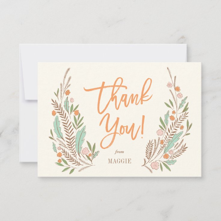 Warm Sprigs Flat Thank You Note Invitation | Zazzle