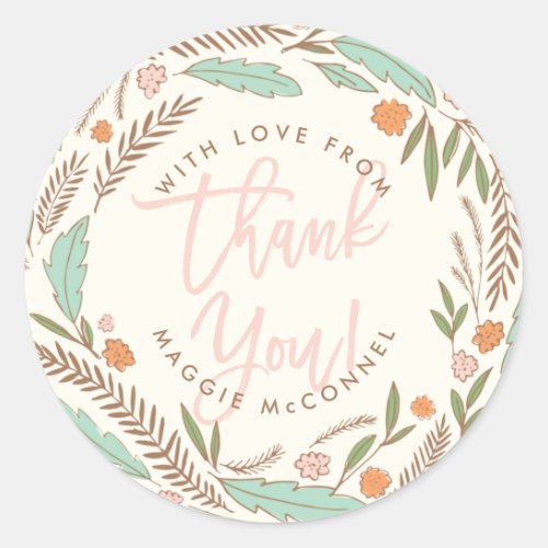 Warm Sprigs Gender Autumn Baby Thank You Sticker